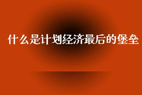 什么是计划经济最后的堡垒_https://m.qdlswl.com_纳指直播_第1张